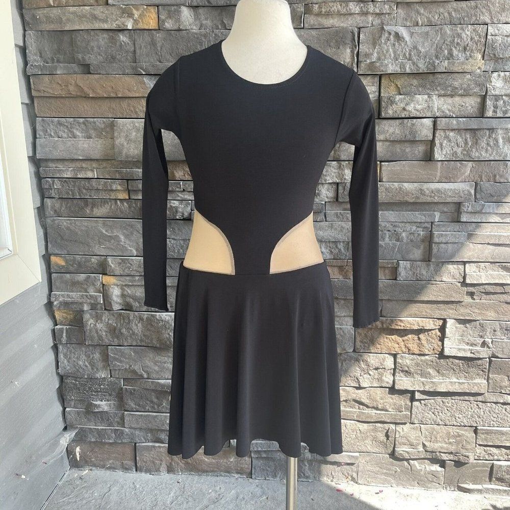 Creations By Cicci Girls Long Sleeve Dance Dress Child Large Nude Mesh‎ Cutouts